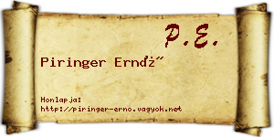Piringer Ernő névjegykártya